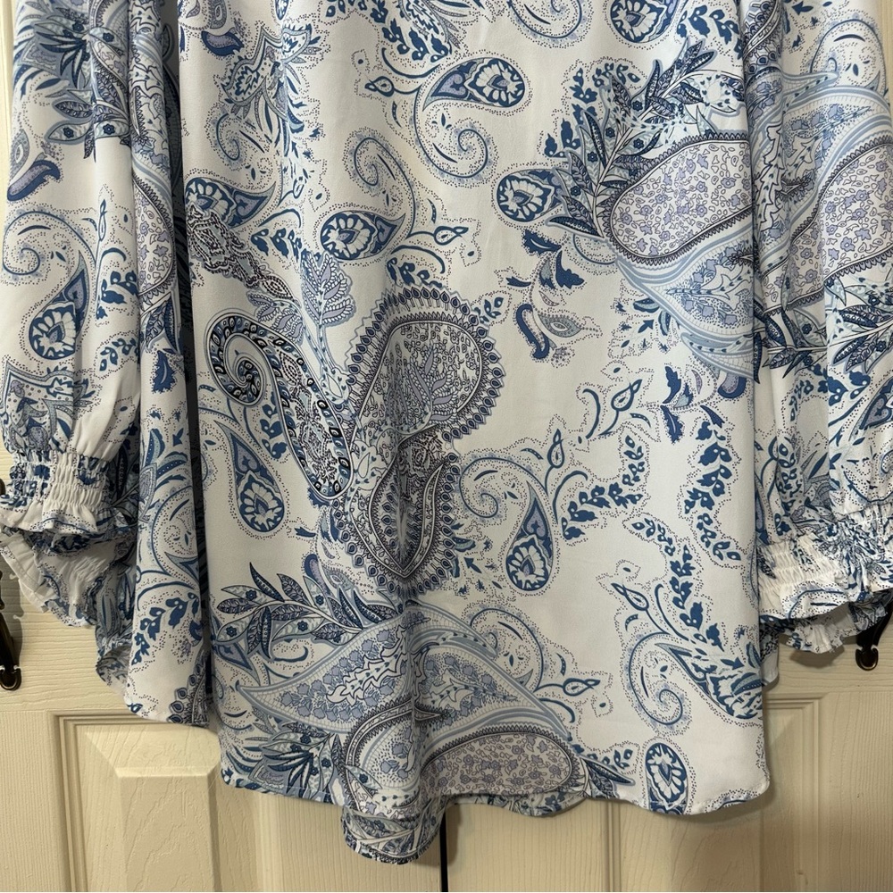 Cynthia Rowley Paisley Print Smocked Sleeve Tunic Blouse Women’s Size 3X - Picture 9 of 9
